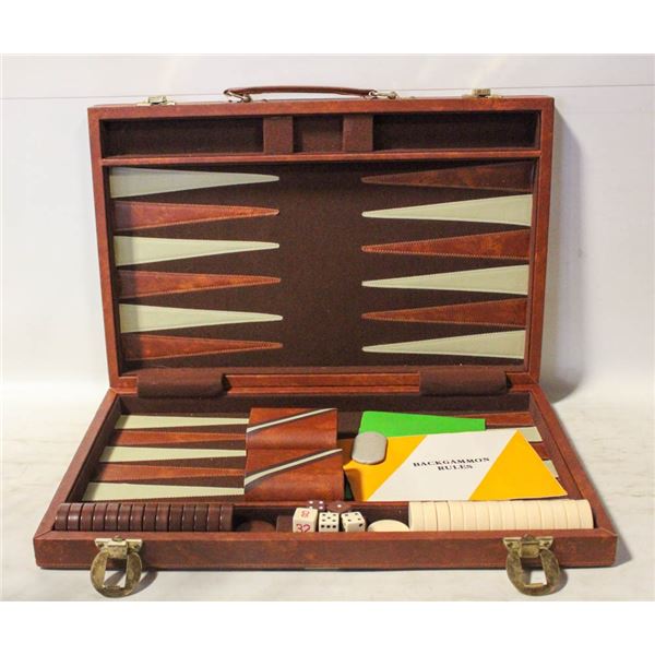 BACKGAMMON CASE & ALL PIECES WITH INSTRUCTIONS