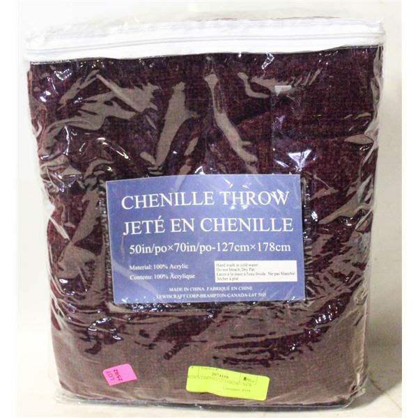 BROWN CHENIELLE THROW - NEW