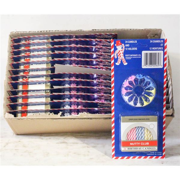 24PKS OF NUTTY CLUB BIRTHDAY CANDLES+ HOLDERS