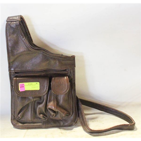 LEATHER SIDE BAG- 14" X 9"