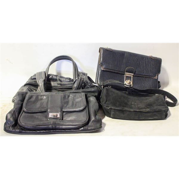 4 BLACK HANDBAGS/PURSES