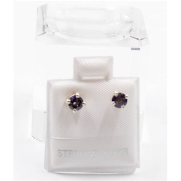 #47-NATURAL BLUE VIOLET IOLITE STUD EARRINGS