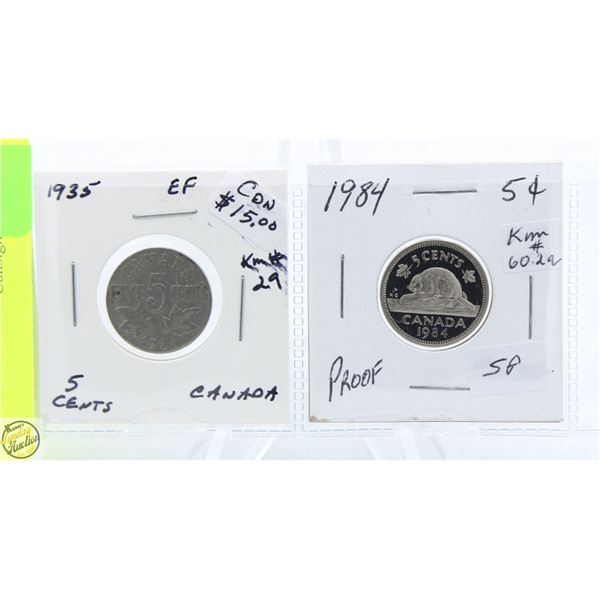 CDN 5 CENTS COLLECTION 1935 + 1984