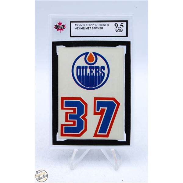 OILERS HELMET STICKER KSA 9.5 NGM TOPPS