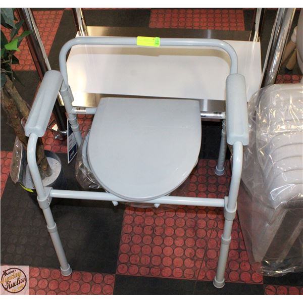 NEW GREY FOLDING COMMODE