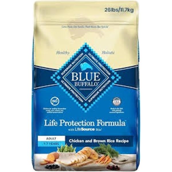 NEW 26LBS BLUE BUFFALO CHICKEN+BROWN RICE DOG FOOD