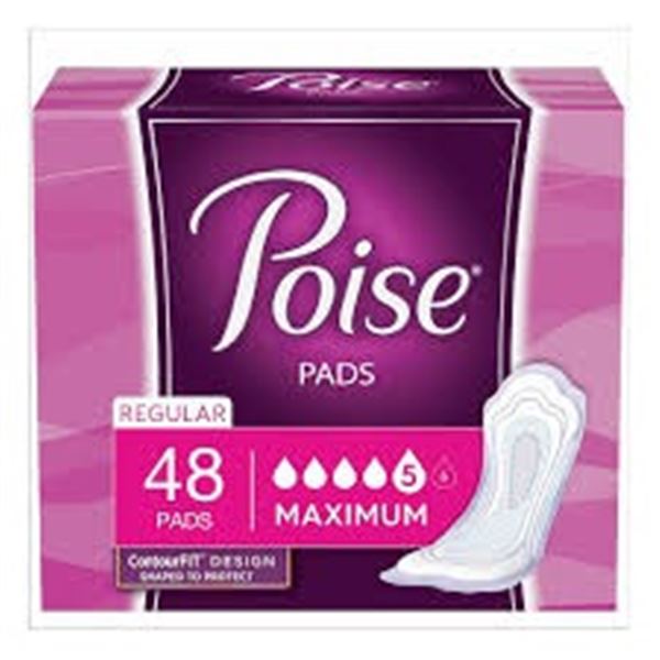NEW POISE 2 X 48 PADS MAXIMUM REGULAR
