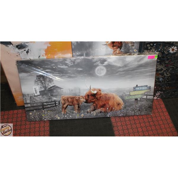 NEW COW HIGHLAND 20" X 40" WALL CANVAS ART