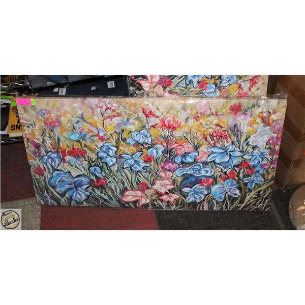 NEW 39 X 19.5" FLOWER PAINTING