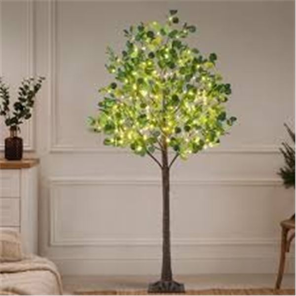 NEW 6FT LIGHTED BUCKLEY ARTIFICIAL EUCALYPTUS TREE