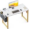 Image 1 : NEW MARBLE STYLE TOP GOLD METAL DESK H-29" W-19"