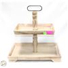 Image 1 : NEWLY ASSEMBLED 2-TIER WOODEN FOOD SERVING TRAY