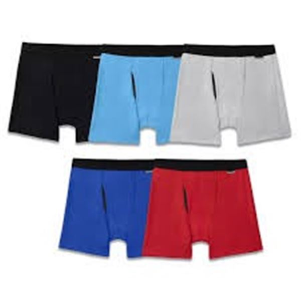NEW 5 BOXERS MED. FRUIT OF THE LOOM COLOR VARIETY
