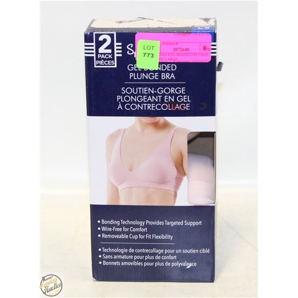 SPLENDID GEL BONDED PLUNGE BRA 2PK LARGE
