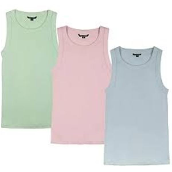 NEW TAHARI 3PK RIBBED COTTON TANK TOP XXL