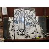 Image 1 : NEW 4 PANEL BLACK & WHITE TIGER WALL ART