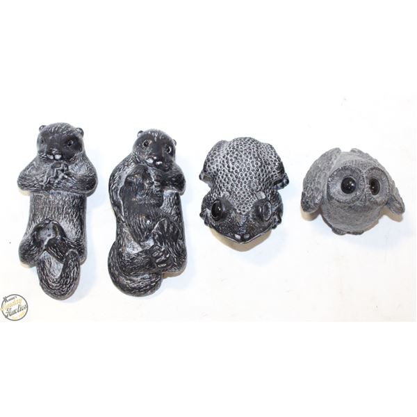 LOT OF 4 ORIGINAL WOLF SCULPTURES