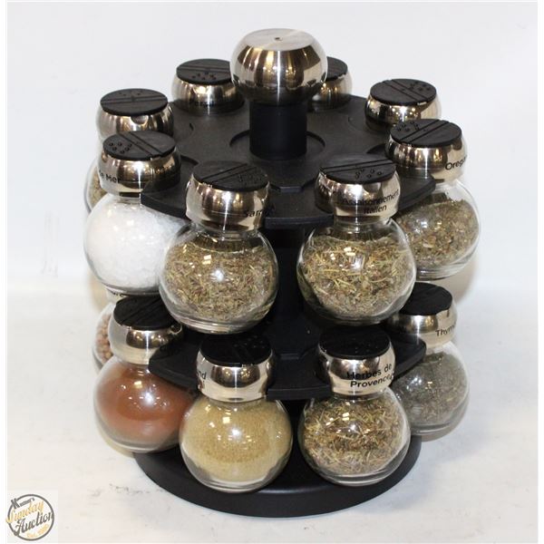 16 JAR REVOLVING COUNTERTOP SPICE RACK+SPICES