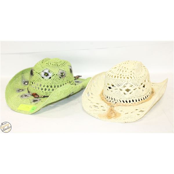 GREEN & CREAM WESTERN COWBOY HATS