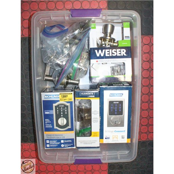 BOX OF DOOR LOCKS SCHLEDGE AND WEISER