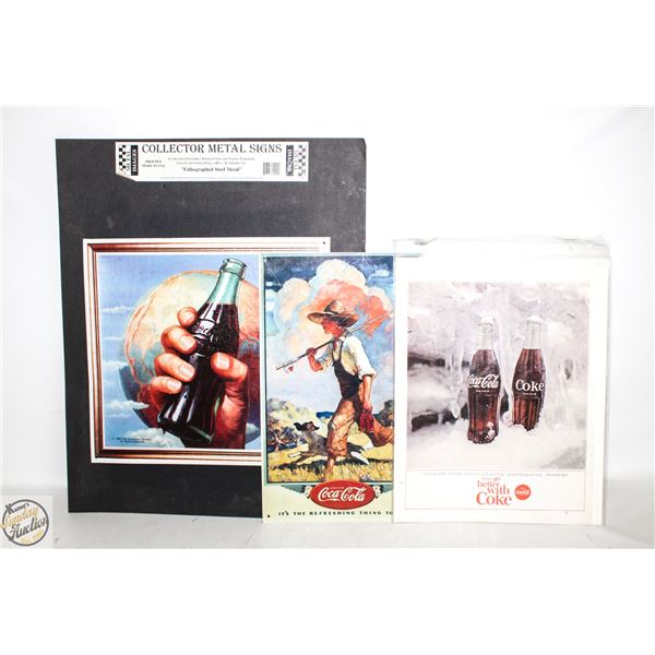 3 COCA-COLA WALL SIGNS