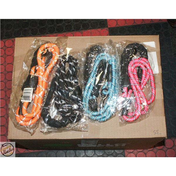 NEW VARIOUS COLOURED NYLON ROPE LEASHES WITH
