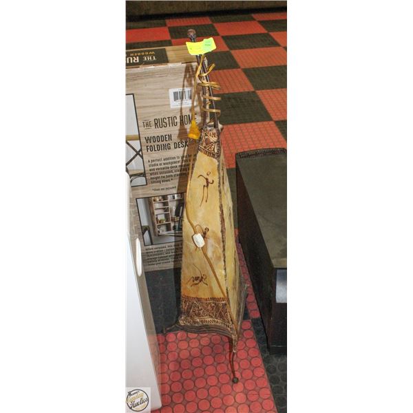 DECORATIVE TRIBAL LEATHER FLOOR LAMP