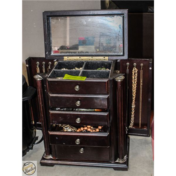 WOOD JEWELRY BOX WITH JEWELRY