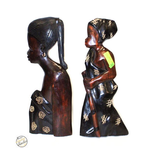 2 WOODEN WALL PLAQUES OF WOMEN 21"X8"