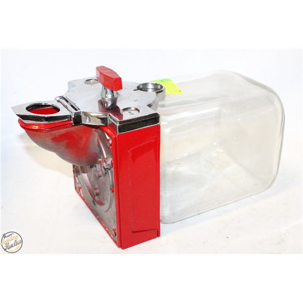 VINTAGE BEAVER 5 CENT CANDY DISPENSER W/ GLASS