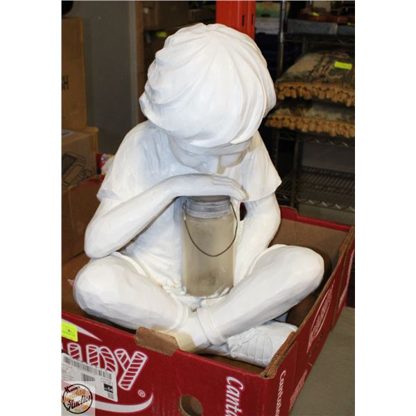 GARDEN STATUE BOY HOLDING JAR OF FIREFLIES