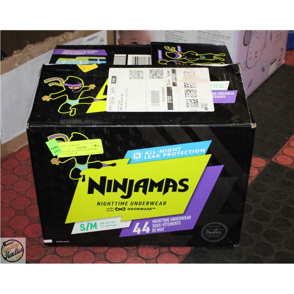 BOX OF NINJAMAS NIGHTTIME UNDERWEAR KIDS SIZE S/M