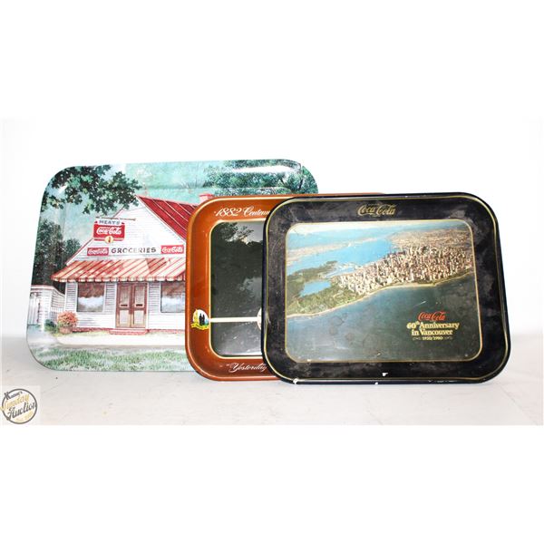 3 DIFFERENT COCA-COLA SERVING TRAYS