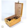 Image 2 : VINTAGE WOOD SHOESHINE BOX & SUPPLIES