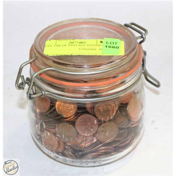 FULL JAR OF VINTAGE PENNIES