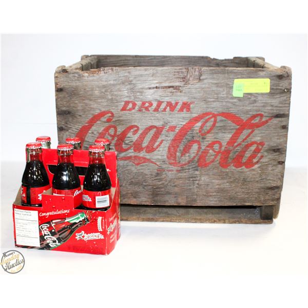 OLD WOODEN COCA-COLA CRATE WITH 6PACK