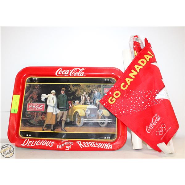 COCA-COLA SERVING TRAY WITH 2 COLA CAR