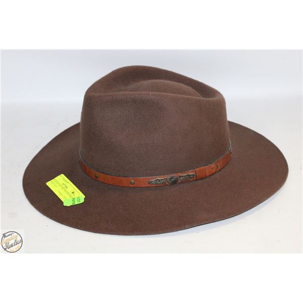 100% WOOL FELT BROWN WESTERN COWBOY HAT