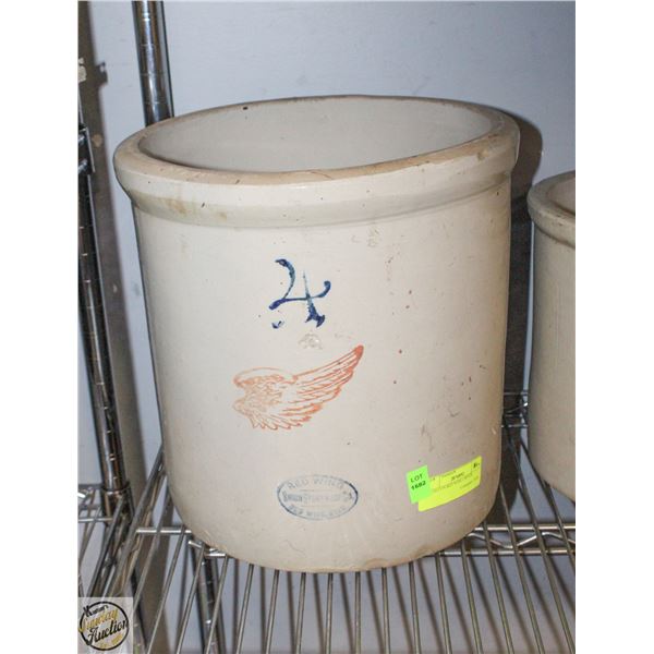 4 GALLON RED WING CROCK