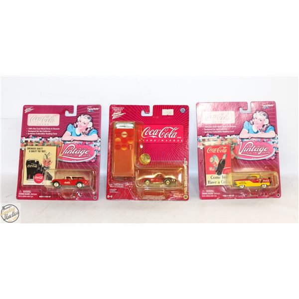 3 COCA-COLA JOHNNY LIGHTNING DIECASTS