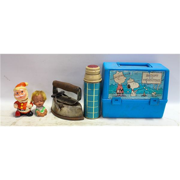 ASSORTMENT OF VINTAGE ITEMS SNOOPY LUNCH KIT WITH