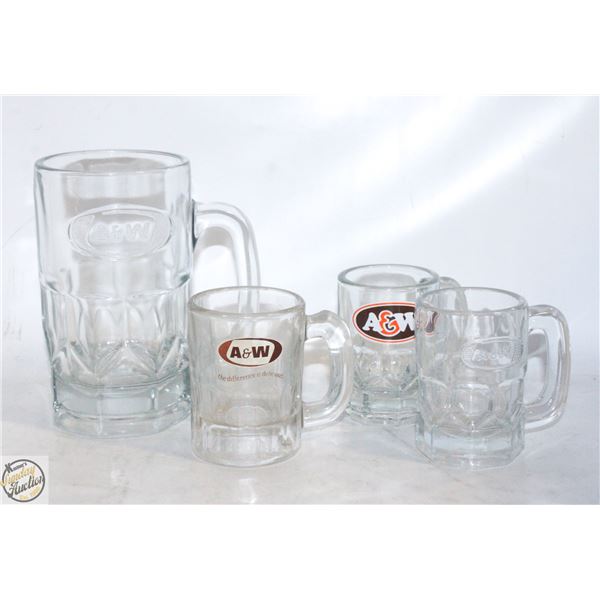 GLASS A&W DRINKING MUGS