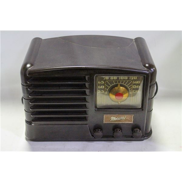 BROWN MARIONI BAKELITE RADIO W/ CRACK ON TOP