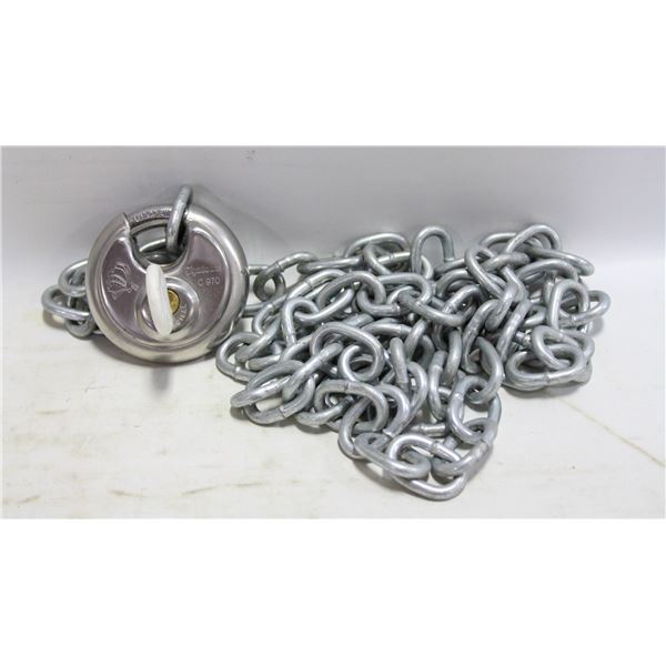 PADLOCK AND 68 INCH CHAIN WITH A KEY
