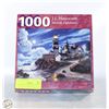 Image 1 : NEW SEALED 1000 PIECE PUZZLE MOON-LIT LIGHTHOUSE