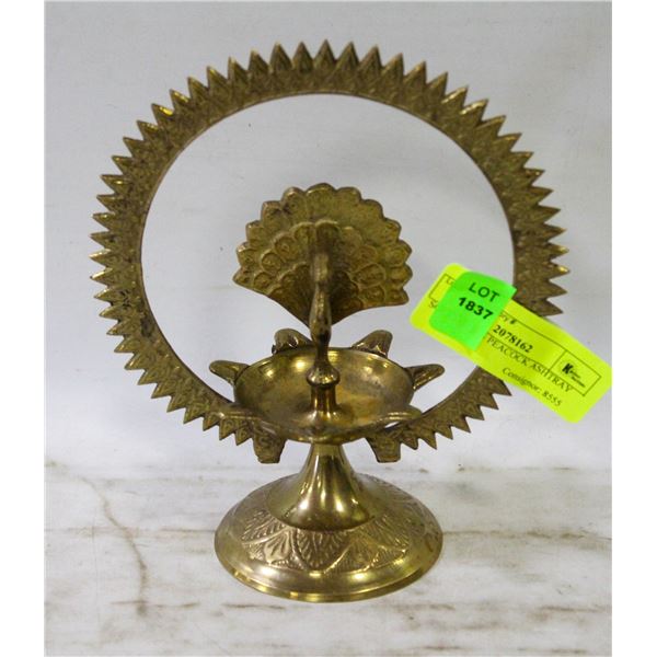 SOLID BRASS PEACOCK ASHTRAY