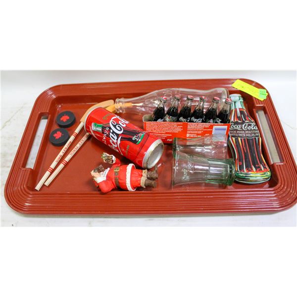 RED TRAY WITH 1931-1936 COCA-COLA FULL MINI