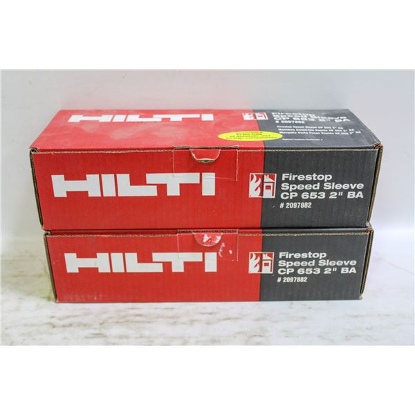 2 x HILTI FIRESTOP SPEED SLEEVE CP 653 2" BA # 20