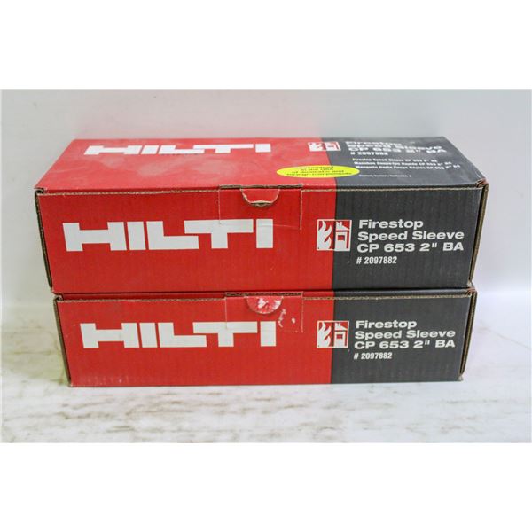 2 x HILTI FIRESTOP SPEED SLEEVE CP 653 2" BA # 20