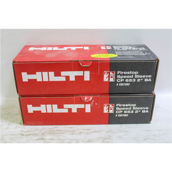 2 x HILTI FIRESTOP SPEED SLEEVE CP 653 2" BA # 20